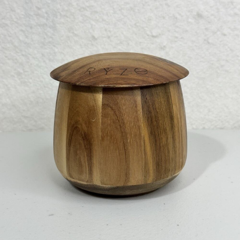 Ryze Ritual Set Mushroom Coffee Acacia Wood Canister Storage Container Jar